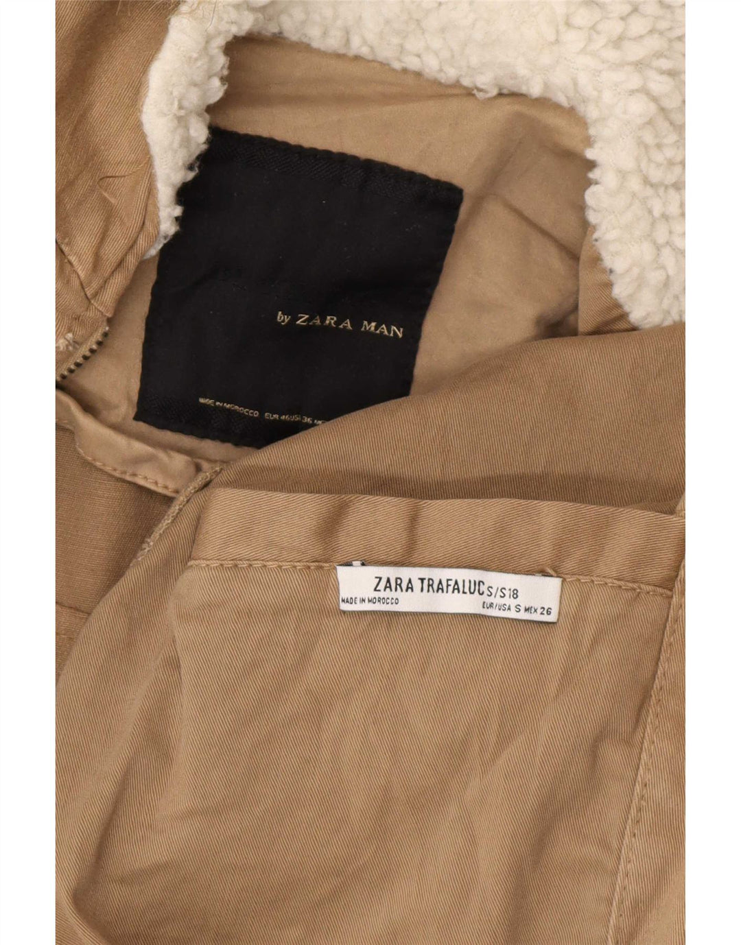 Jaqueta Parka masculina Zara com capuz Reino Unido 36 Pequeno Bege