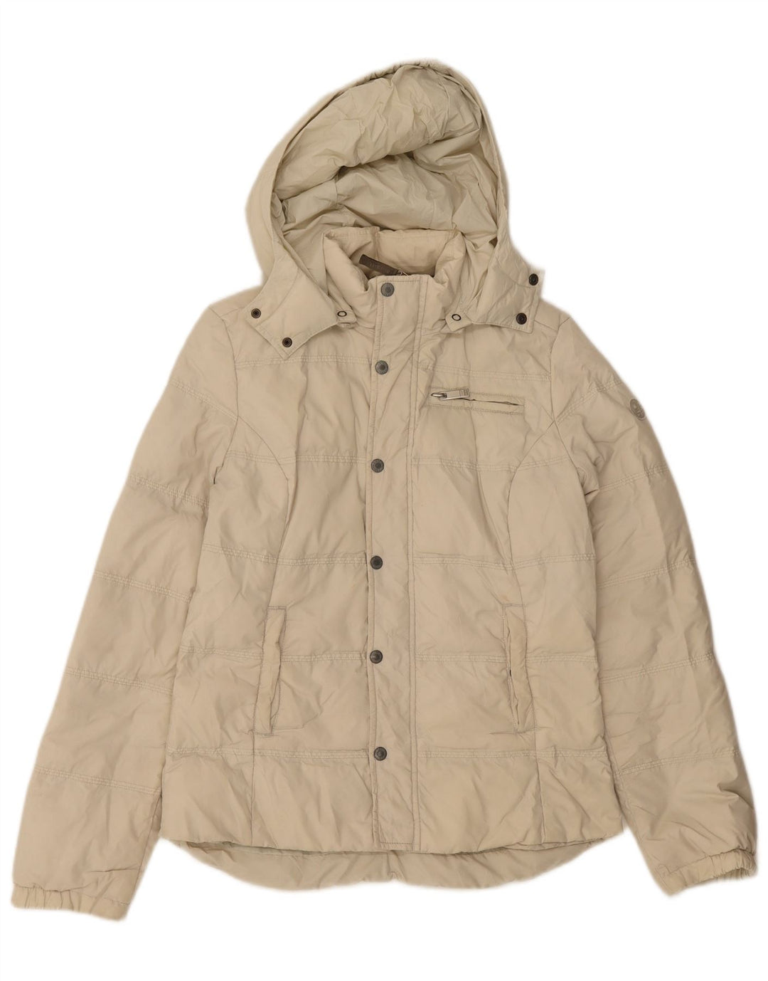 Jaqueta acolchoada com capuz masculina DIESEL UK 38 médio off white poliamida