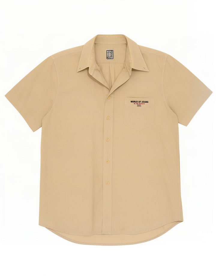 Camisa masculina Cassuci manga curta bege médio
