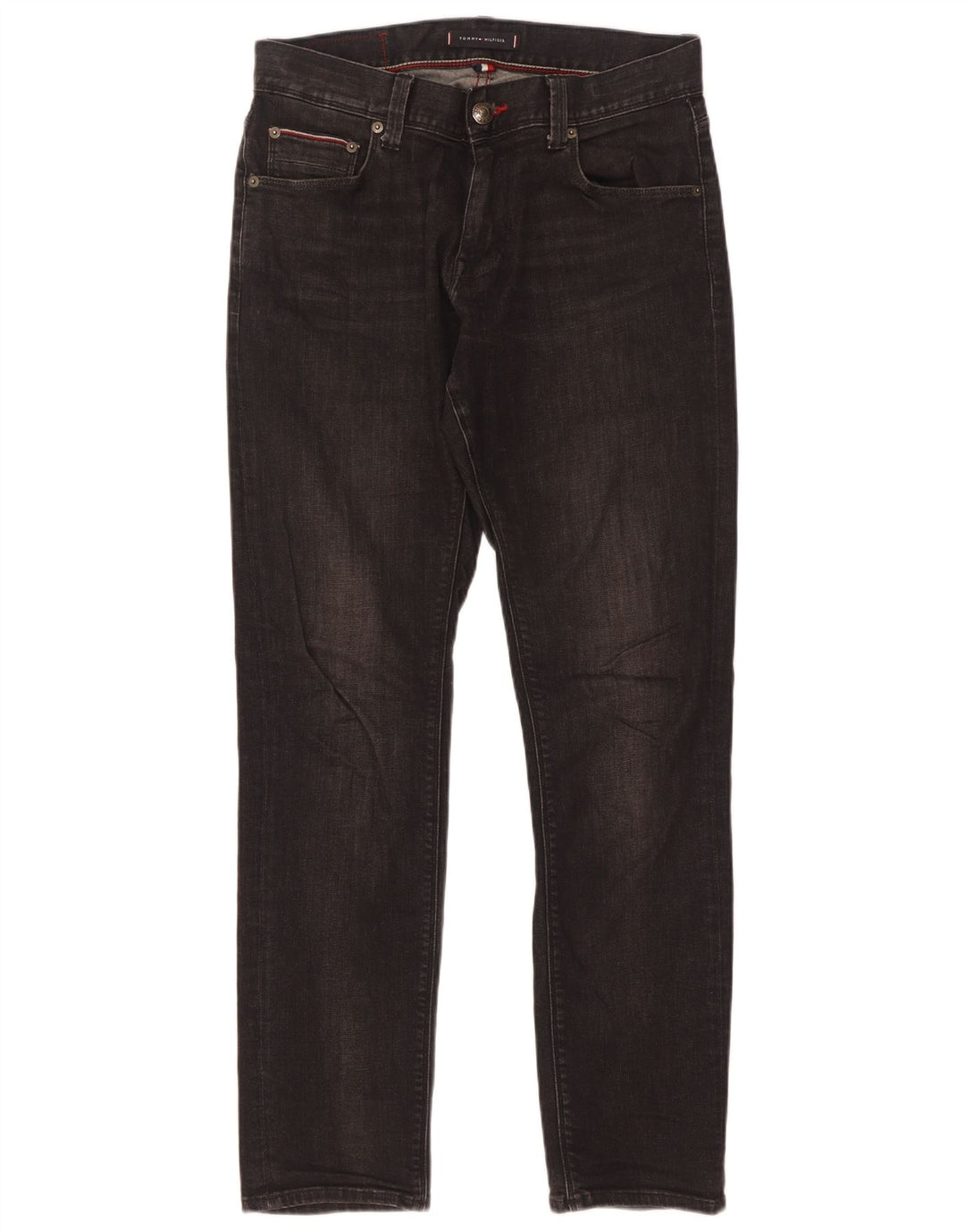Tommy Hilfiger Masculino Slim Jeans W30 L32 Algodão Preto