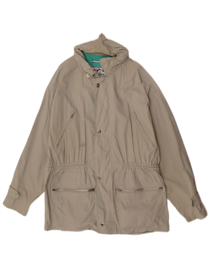 Jaqueta utilitária masculina vintage com capuz IT 48 algodão cinza médio