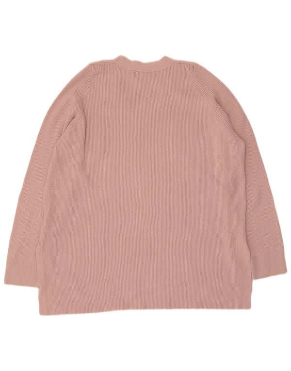 Suéter feminino Marks & Spencer com decote em V Reino Unido 14 grande viscose rosa