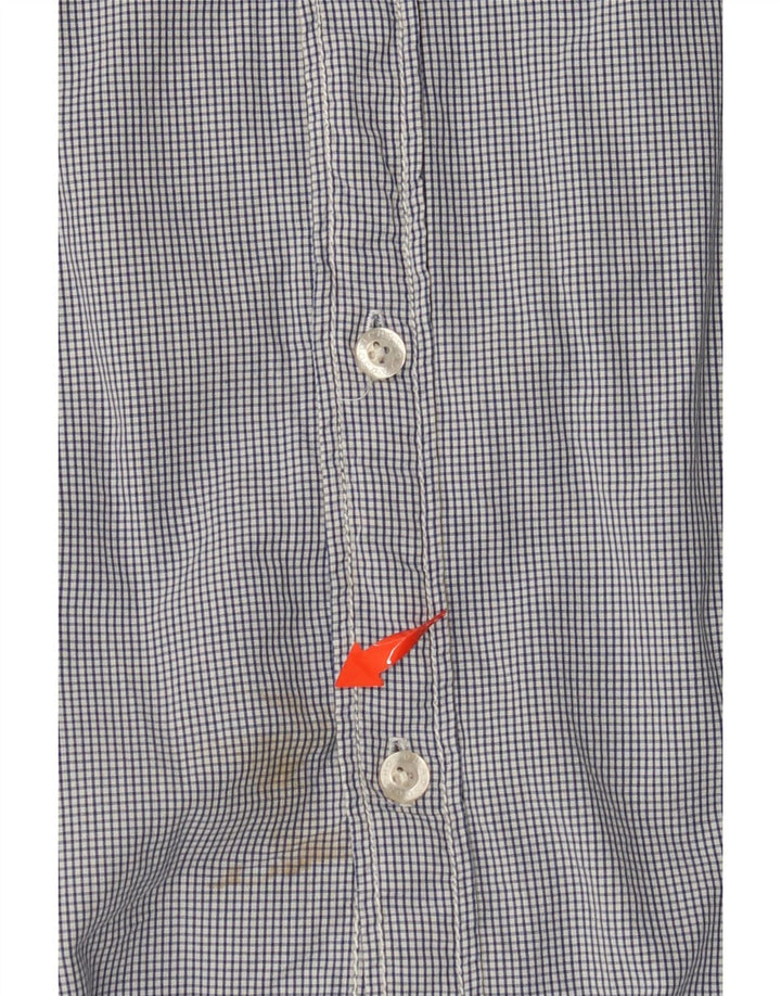 SCOTCH & SODA Camisa militar masculina de manga curta grande algodão guingão azul