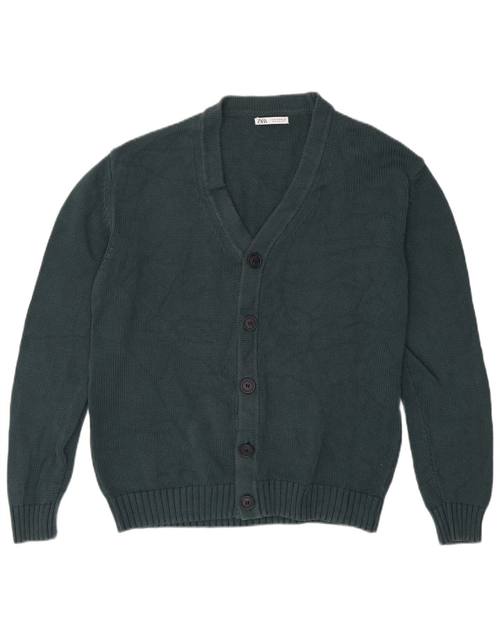 Suéter cardigã masculino Zara verde médio