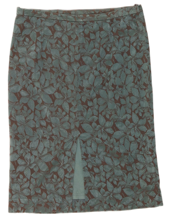 Saia reta feminina Coast UK 12 médio W30 acetato floral verde