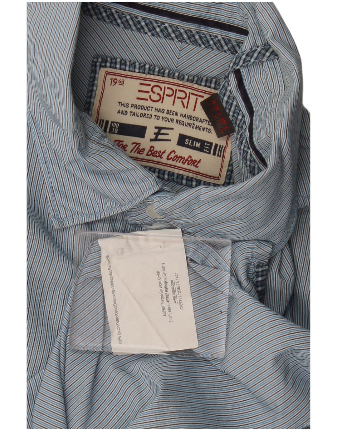 Camisa masculina ESPRIT Slim Fit grande listra azul