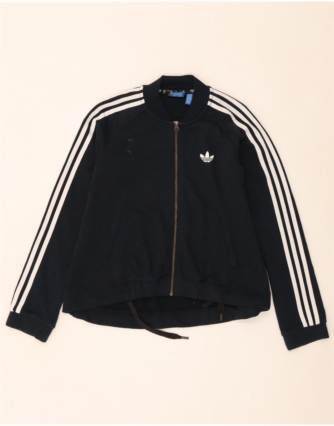 Adidas Womens Graphic Tracksuit Top Jacket UK 8 Pequeno Algodão Preto