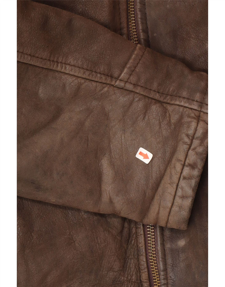Jaqueta de couro masculina vintage UK 38 couro marrom médio