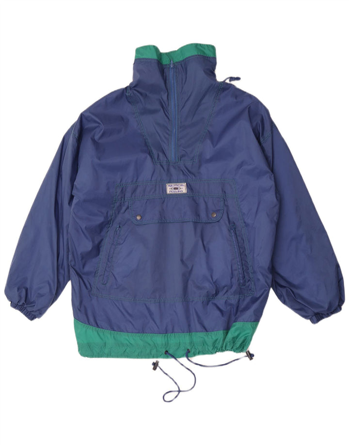 Jaqueta de chuva masculina Marcel Clair com capuz e ajuste solto EU 46 pequeno bloco azul