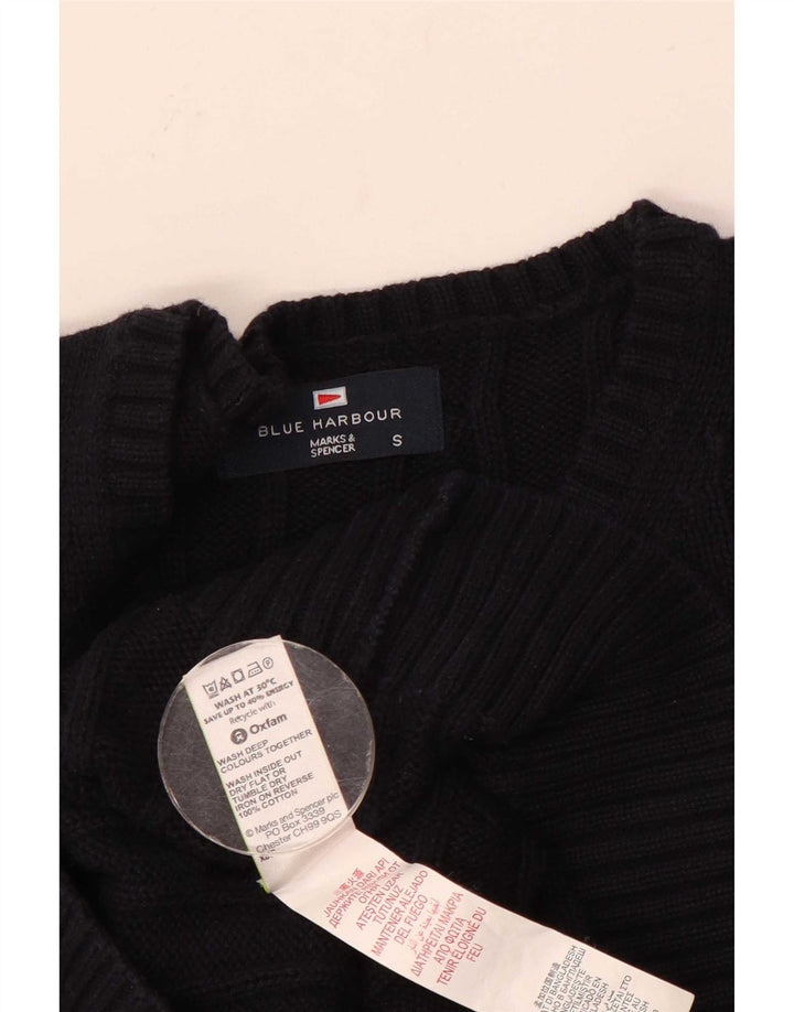 Suéter masculino Marks & Spencer Blue Harbor com gola redonda pequeno azul marinho