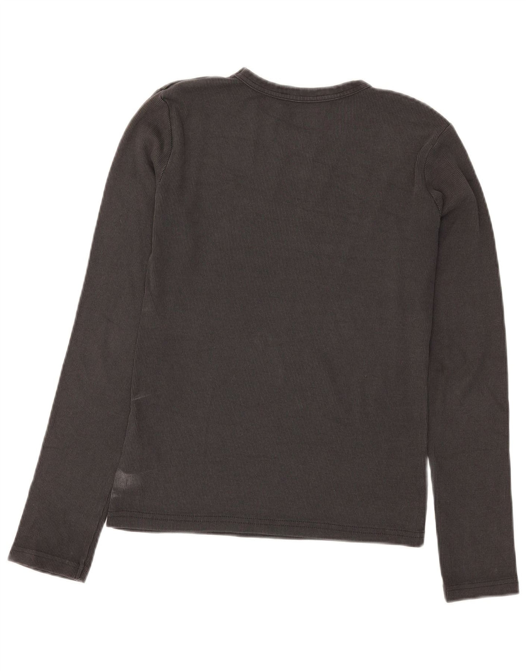 Top feminino Zara manga comprida UK 14 grande algodão cinza