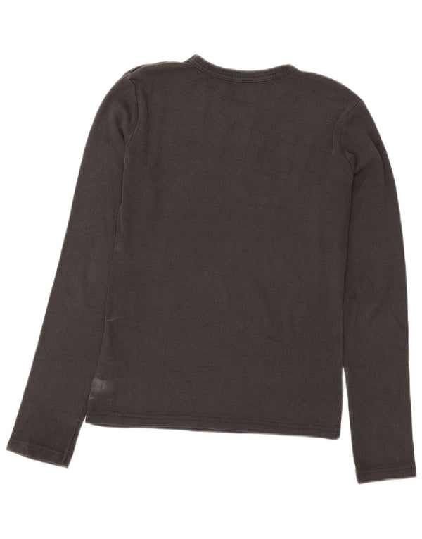 Top feminino Zara manga comprida UK 14 grande algodão cinza
