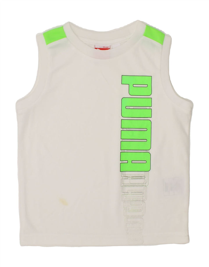 PUMA Boys Graphic Vest Top 2-3 Years White Polyester Vintage Puma and Second-Hand Puma from Messina Hembry 