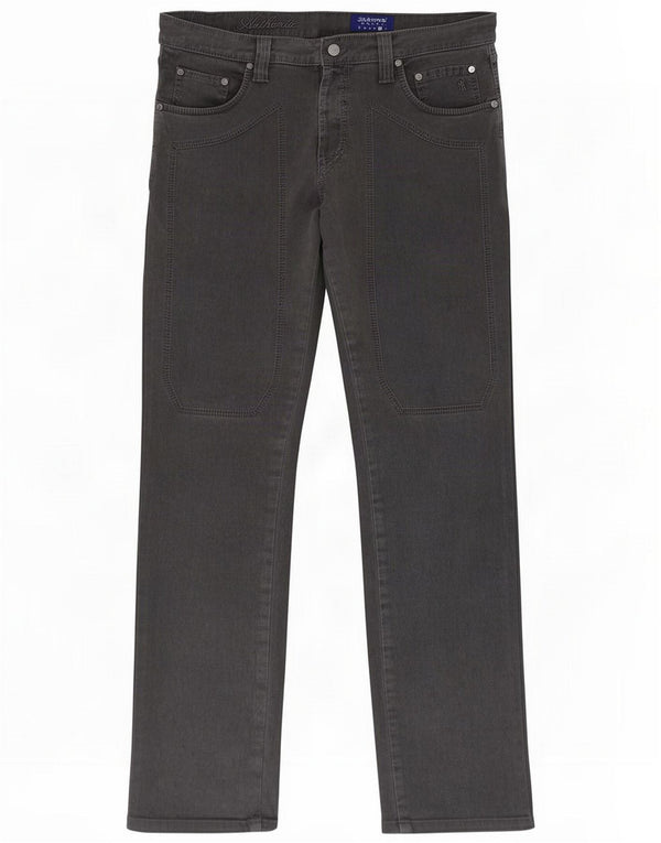 Jeckerson Calça casual reta masculina W40 L32 Algodão cinza