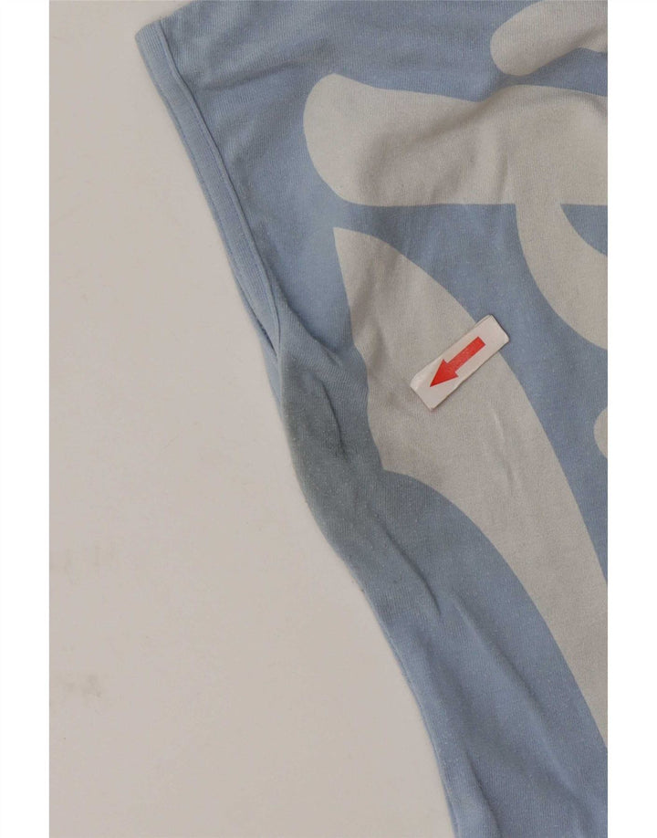 Top feminino Puma com um ombro gráfico UK 12 algodão azul médio
