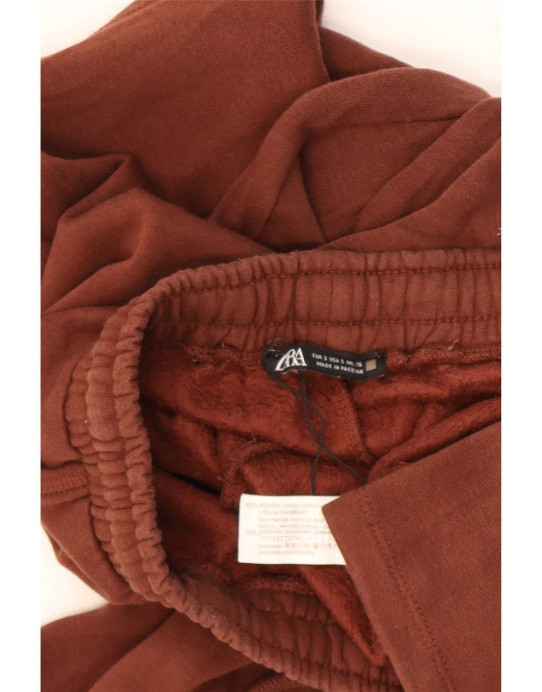 Calça de treino feminina Zara UK 10 pequeno algodão marrom