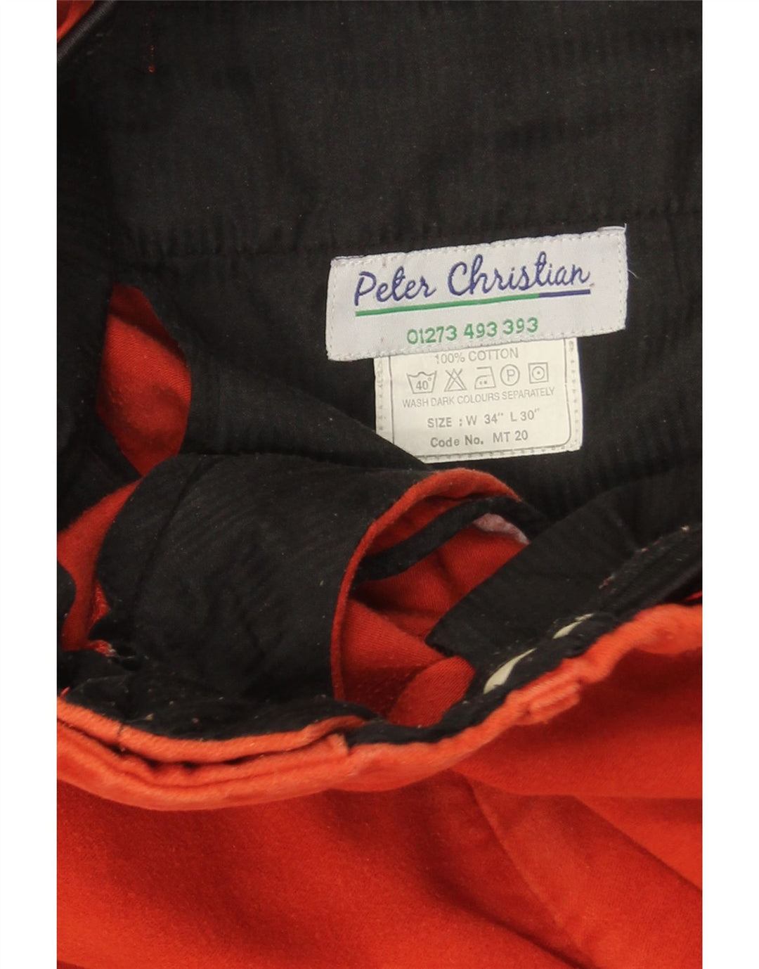 Calça chino reta masculina PETER CHRISTIAN W34 L30 algodão vermelho