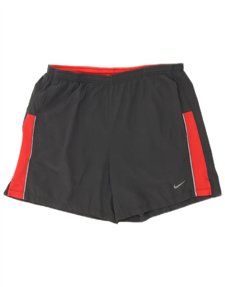 Shorts esportivos masculinos Nike Dri Fit cinza médio colorblock poliéster