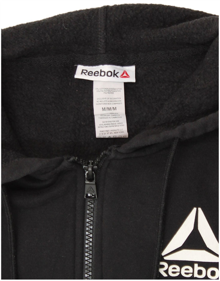 Suéter feminino com capuz e zíper REEBOK Reino Unido 14 algodão preto médio