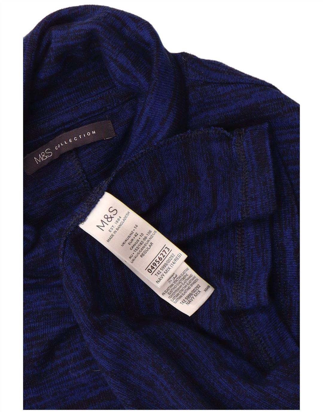 Vestido jumper feminino Marks & Spencer Reino Unido 14 grande poliéster manchado azul marinho