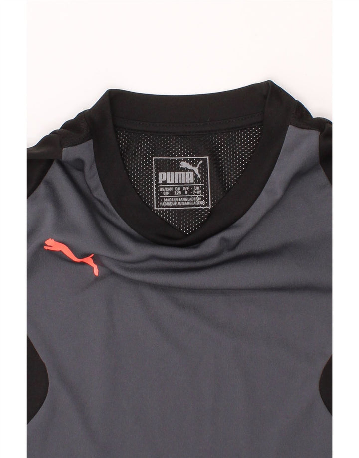 PUMA Girls T-Shirt Top 7-8 Years Grey Colourblock Vintage Puma and Second-Hand Puma from Messina Hembry 