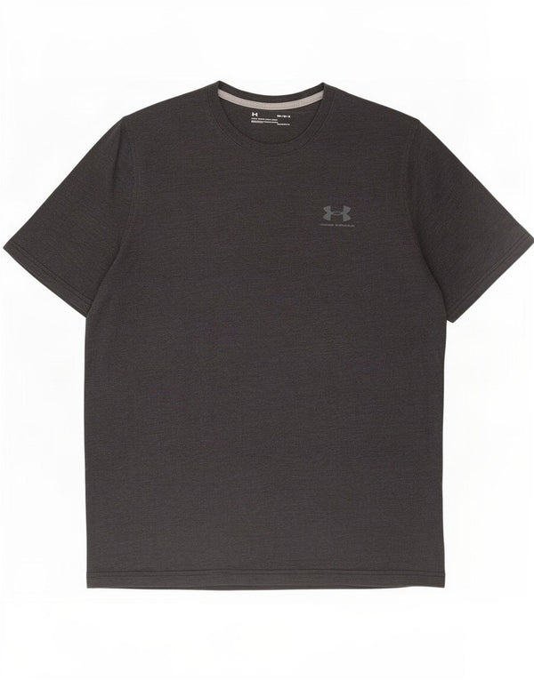 Camiseta masculina Under Armour Heat Gear Top cinza médio manchado
