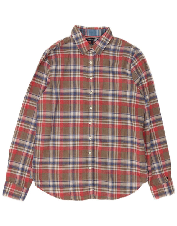 Camisa feminina de flanela Tommy Hilfiger US 8 média xadrez multicolorida