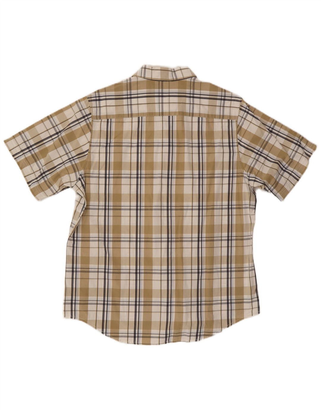 Camisa masculina de manga curta Timberland grande algodão xadrez bege