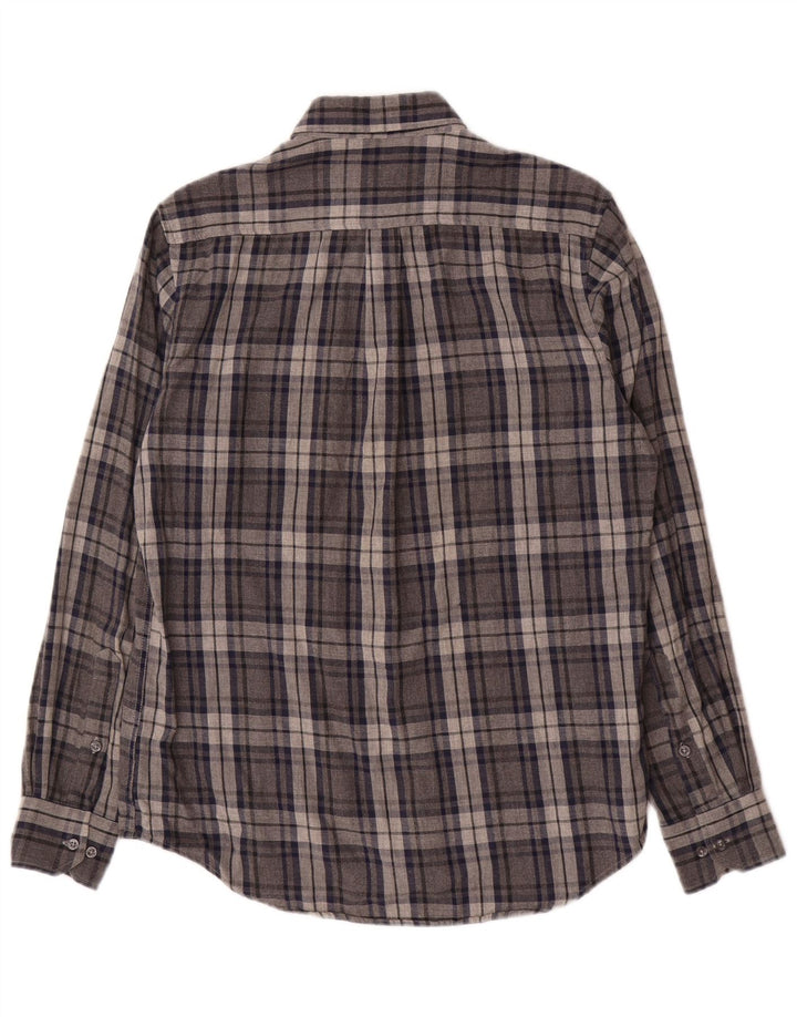 Camisa masculina de flanela de ajuste regular DACK'S pequeno algodão xadrez cinza