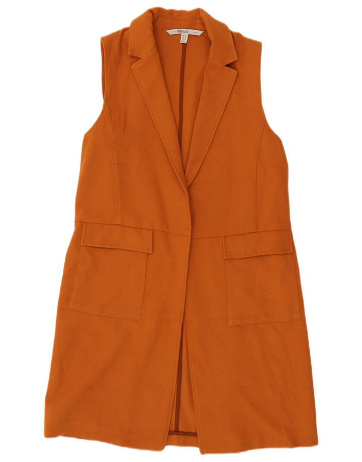 Zara Mulher Trafaluc Longline Gilet UK 12 Poliéster Laranja Médio