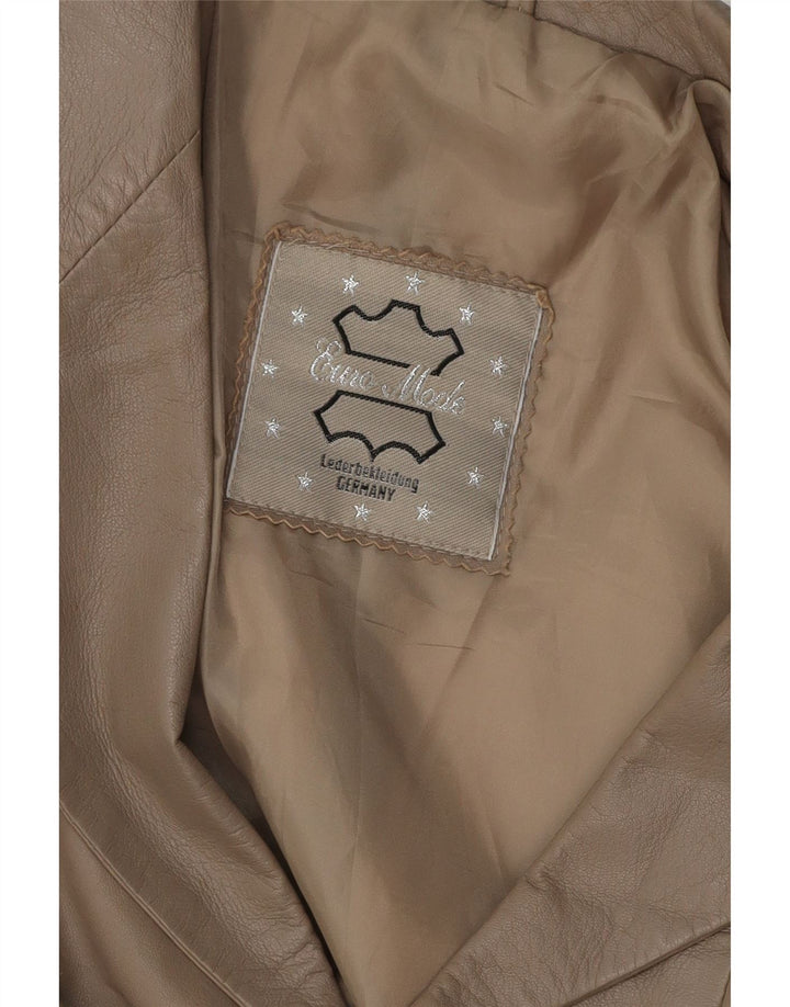 Jaqueta blazer feminina de couro VINTAGE com 3 botões Reino Unido 16 grande couro cinza