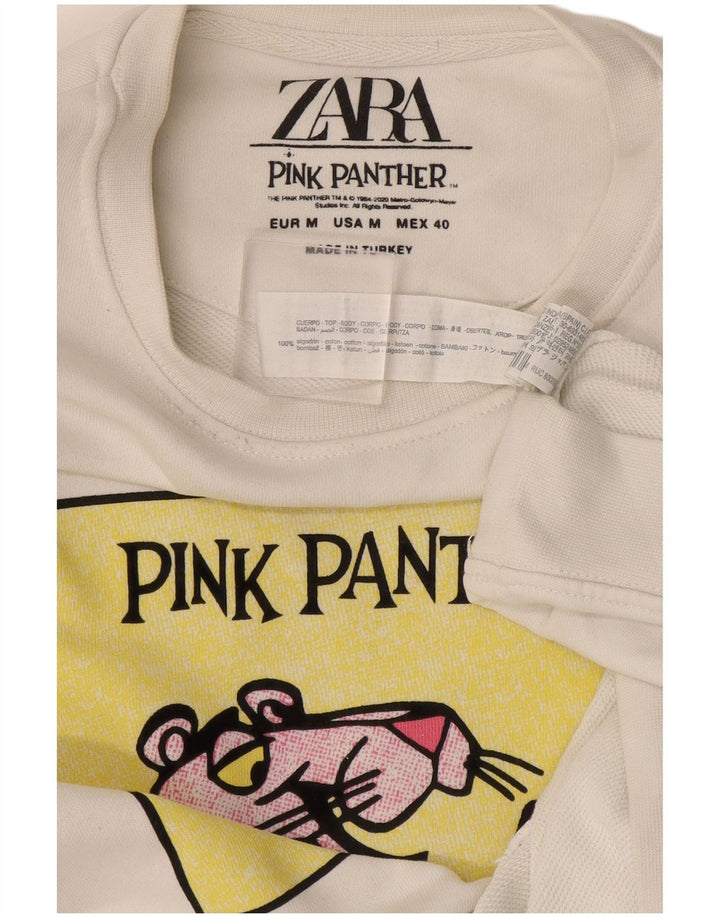 Moletom Zara Masculino Pink Panther Graphic Suéter Médio Algodão Branco