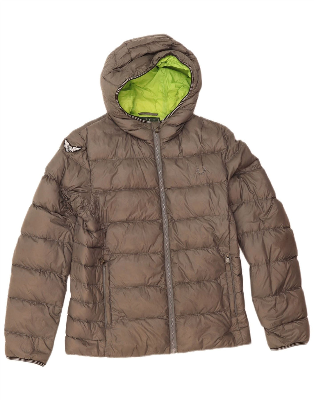 Jaqueta masculina acolchoada com capuz Fred Perry UK 36 pequena cinza