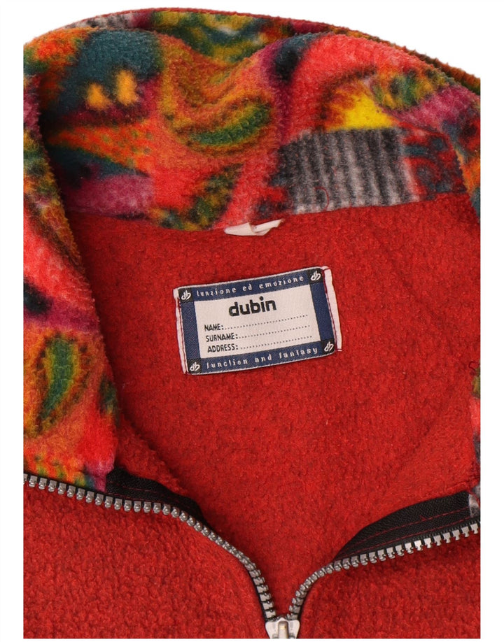 Dubin Suéter masculino de lã com zíper e gola grande vermelho geométrico