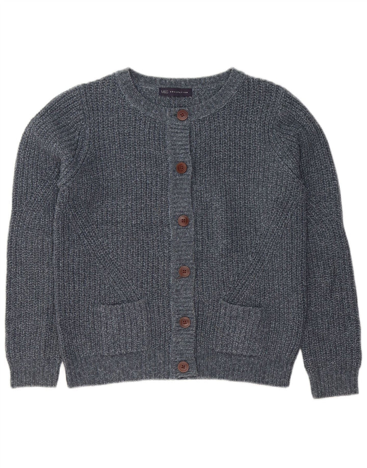 Suéter cardigã feminino Marks & Spencer Reino Unido 10 pequeno acrílico manchado cinza