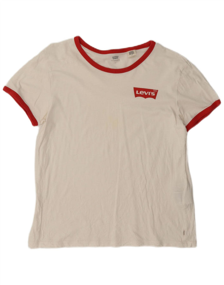 Camiseta feminina Levi's UK 16 grande algodão branco