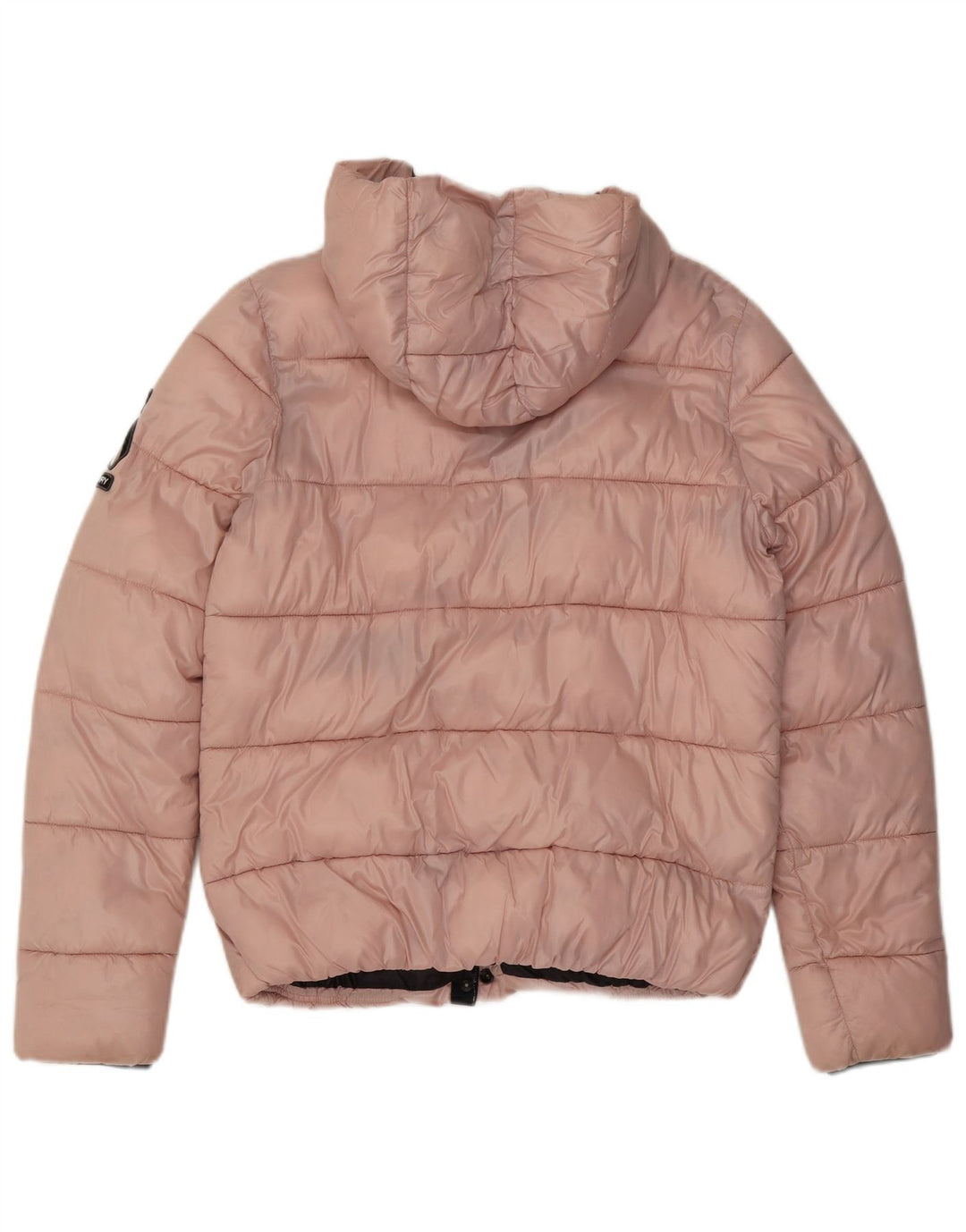 Jaqueta acolchoada com capuz feminina Superdry UK 12 nylon rosa médio