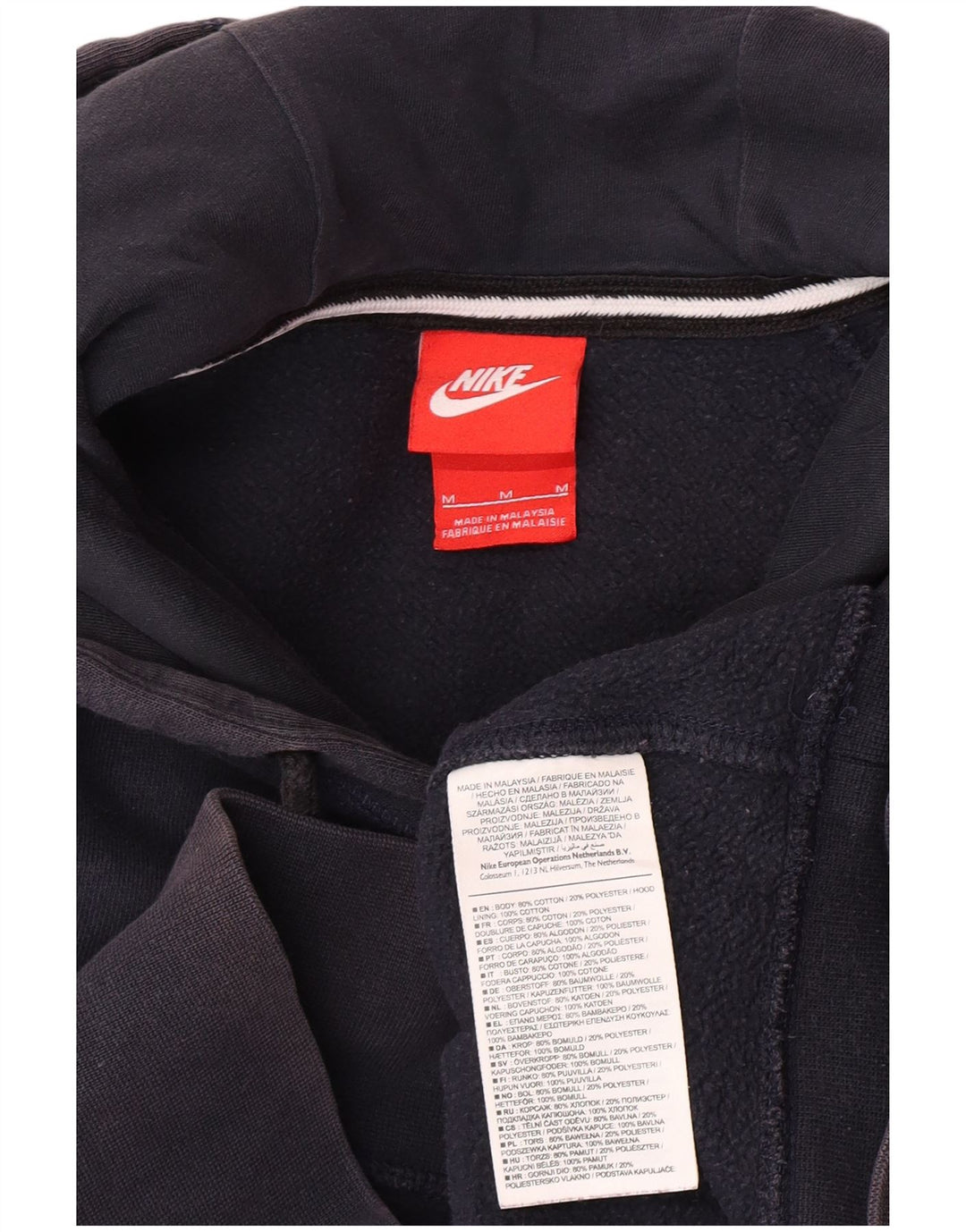 Jumper com capuz gráfico masculino Nike médio azul marinho algodão