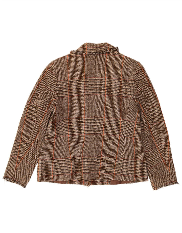 Jaqueta blazer feminina MARKS & SPENCER Reino Unido 14 médio marrom houndstooth