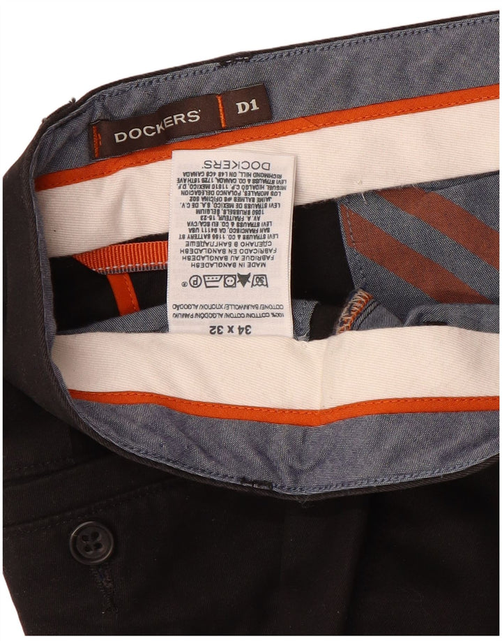 Calças Dockers masculinas retas Chino W34 L30 algodão preto