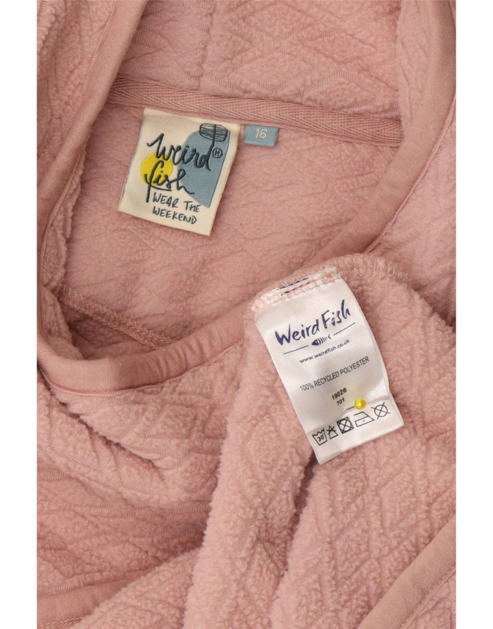 Suéter de lã feminino Weird Fish Reino Unido 16 grande rosa Argyle/poliéster diamante