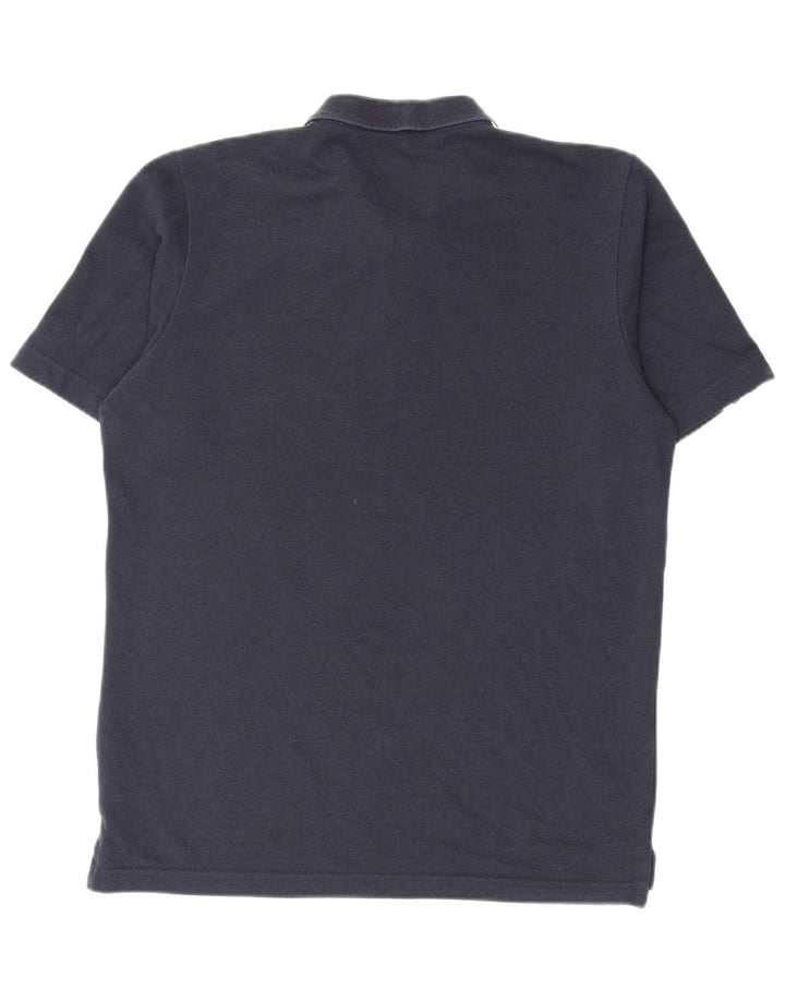 Camisa polo masculina Adidas pequena algodão azul marinho