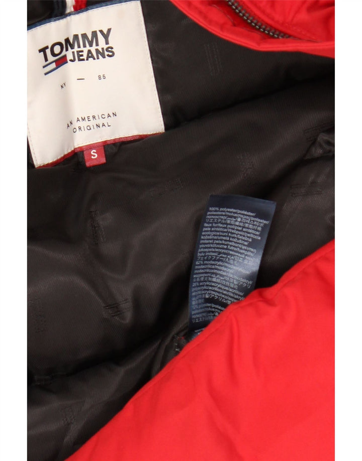 Jaqueta acolchoada com capuz feminina Tommy Hilfiger Reino Unido 10 poliéster vermelho pequeno
