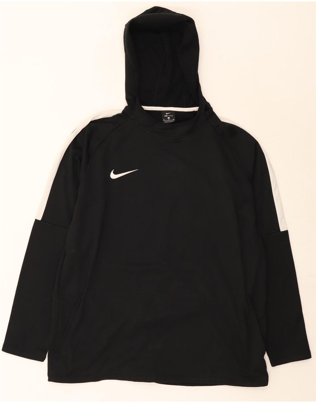 Top Nike masculino Dri Fit com capuz manga comprida XL preto colorblock poliéster