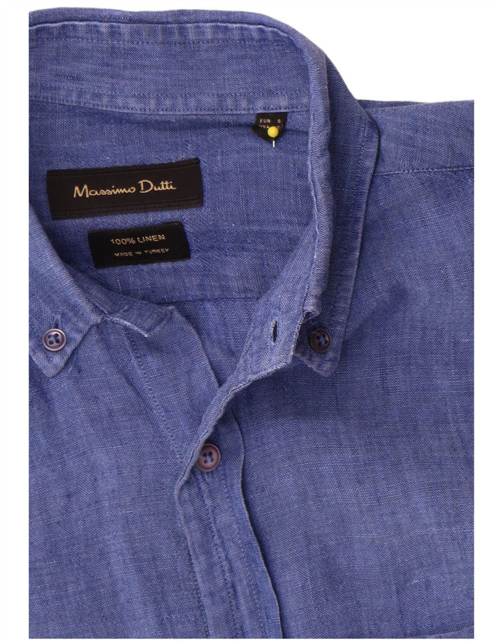 Camisa masculina Massimo Dutti pequena azul