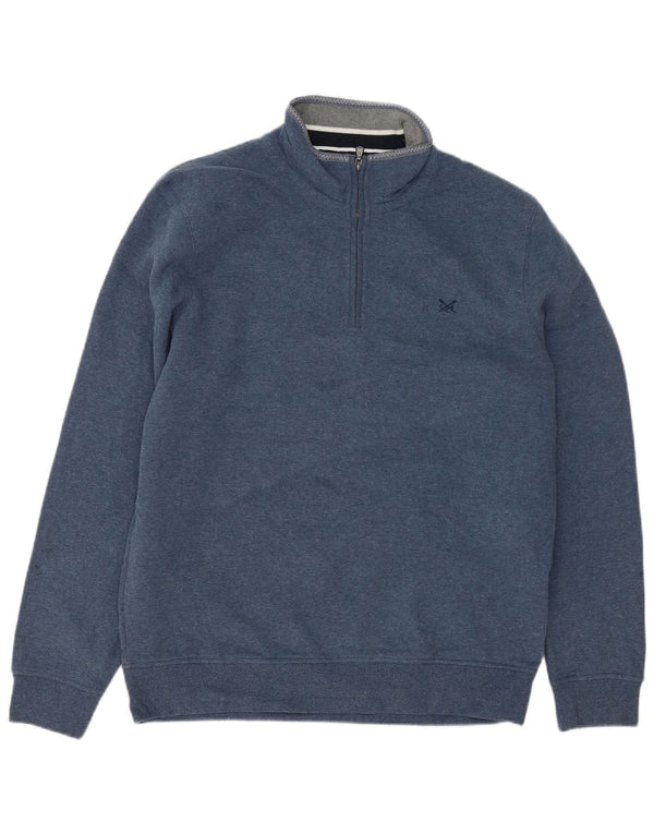 Crew Clothing Mens moletom com zíper e gola alta algodão azul marinho