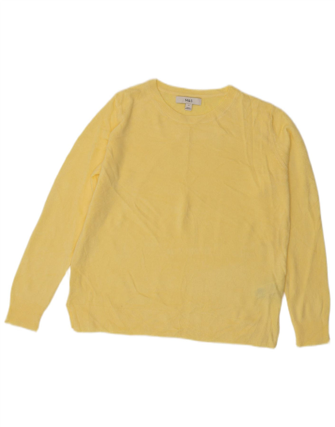Suéter feminino MARKS & SPENCER com gola redonda Reino Unido 12 médio amarelo