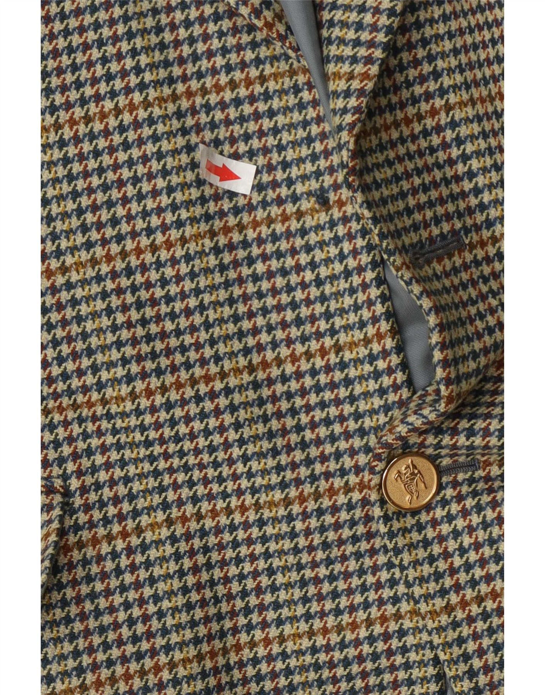 Burberrys Mens 1 Button Blazer Jacket IT 50 Large Blue Houndstooth Wool
