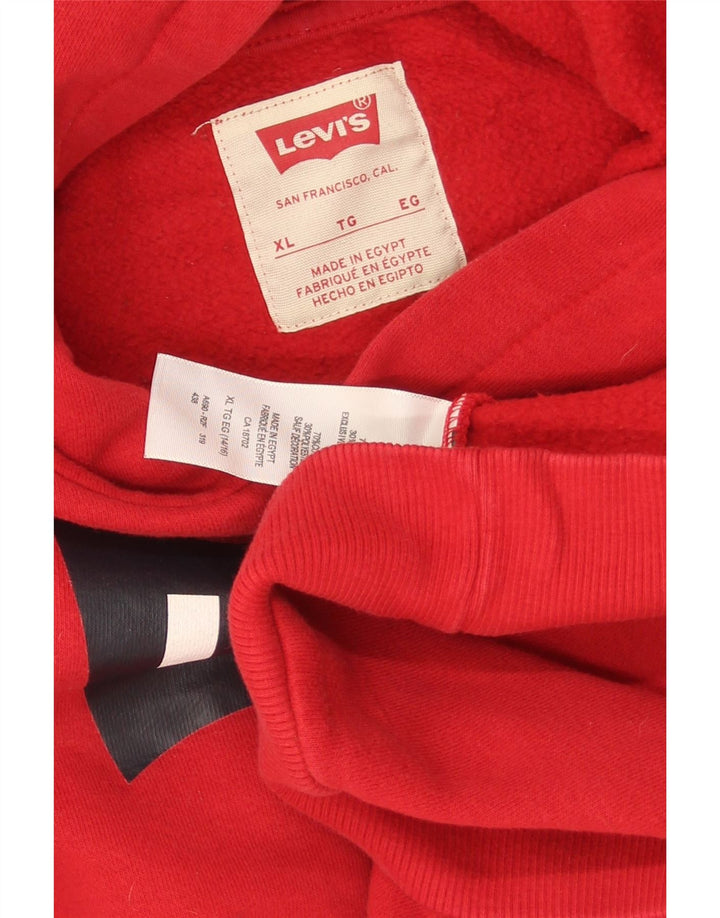LEVI'S Boys Graphic Hoodie Jumper 13-14 Years XL Red Cotton Vintage Levi's and Second-Hand Levi's from Messina Hembry 