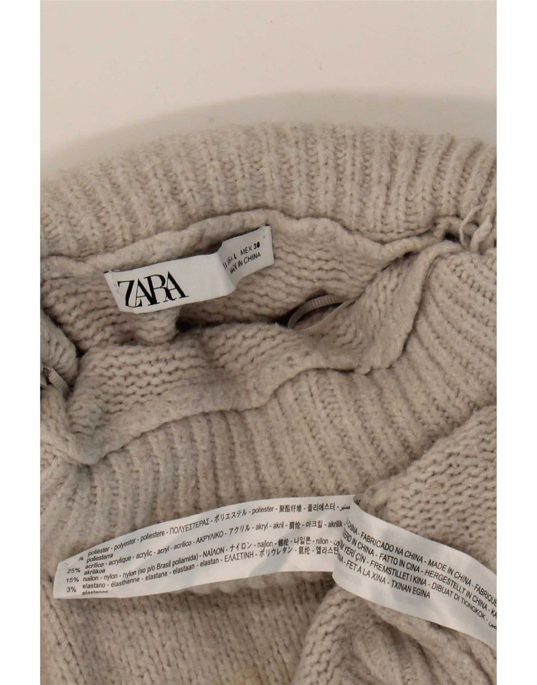 Suéter feminino Zara com gola alta e gola alta, Reino Unido 14, grande, cinza, poliéster